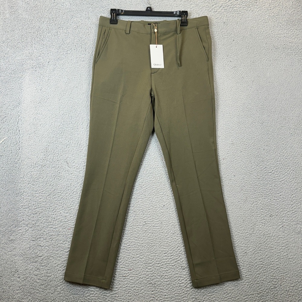 NEW Quince Pants Mens 32x30 Performance Chino Olive Green Flat Front Stretch